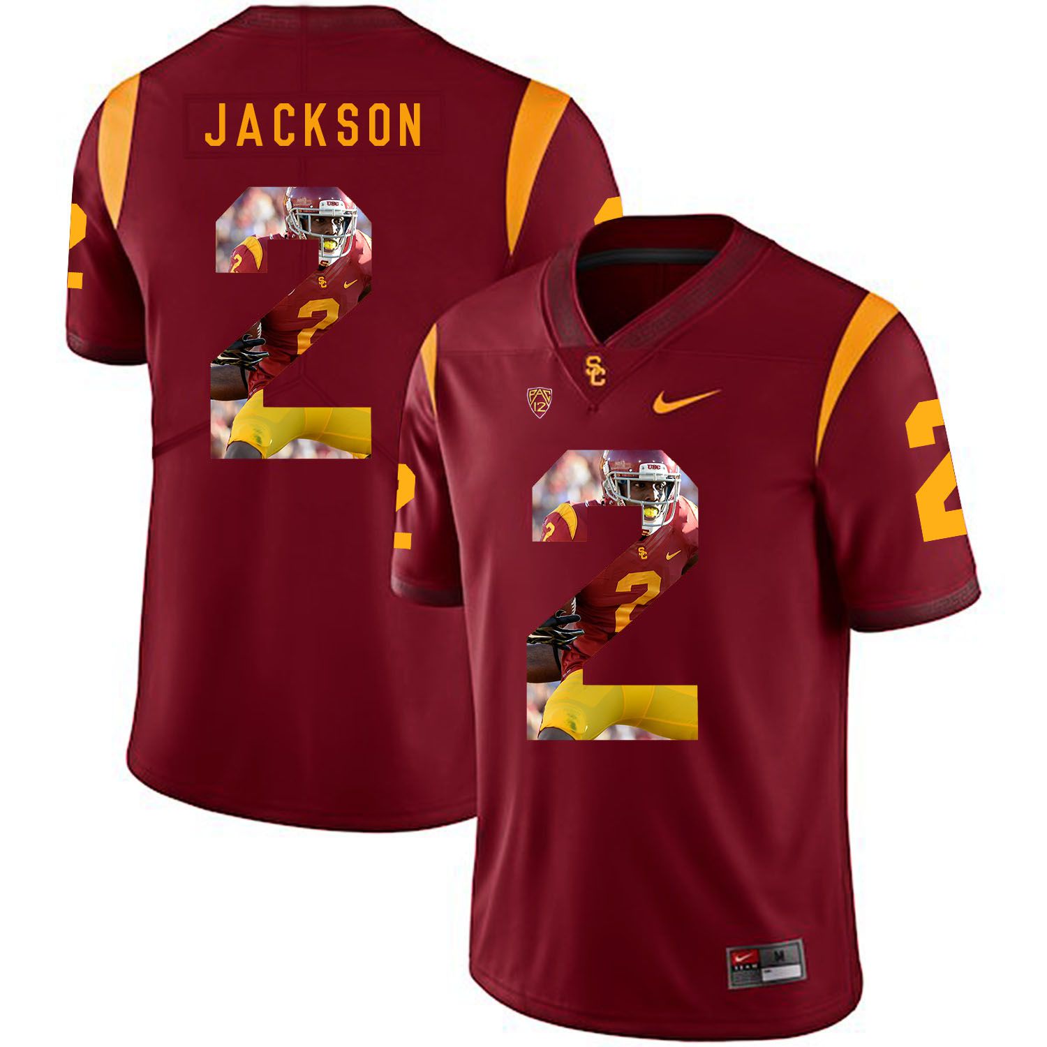Men USC Trojans #2 Jackson Red Fashion Edition Customized NCAA Jerseys->customized ncaa jersey->Custom Jersey